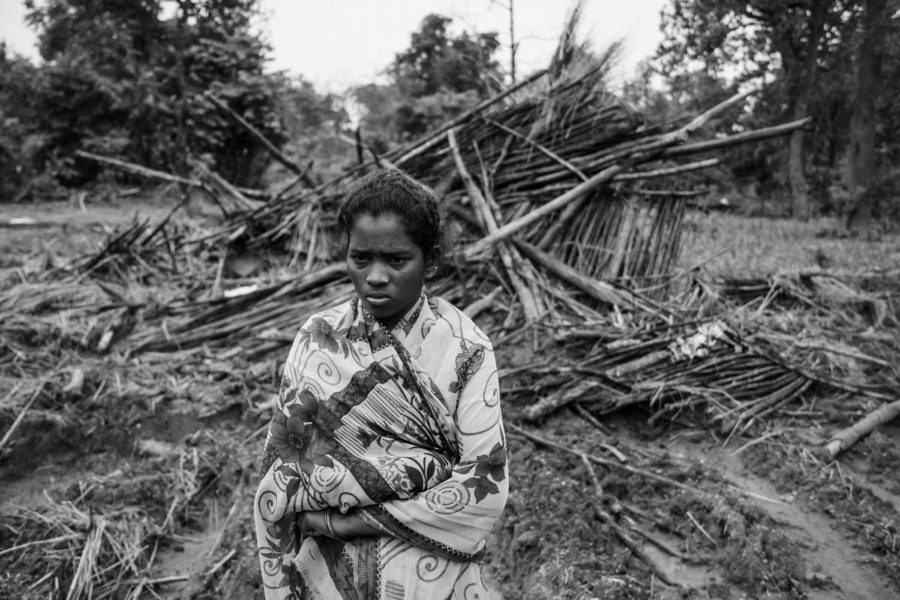 Soyam Chilakamma in front of her hut in Aalubavi that was destroyed by forest officials. They took away money and valuables, she says. The villagers have since moved to an adjacent plot of land, which falls in the next village.