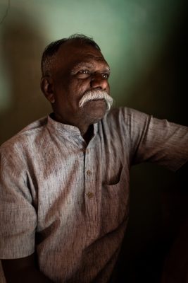 Author Portrait of Tamil writer Cho Dharman, known for his book Koogai, photographed by portrait photographer and photojournalist Harsha Vadlamani in Kovilpatti, Tamil Nadu, India.