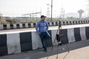 Pradeep Jha, a 28-year-old Youtuber, does an explainer from the protest site at Ghazipur border, where farmers from Uttar Pradesh and Uttarakhand occupied part of an expressway. December 13, 2020.