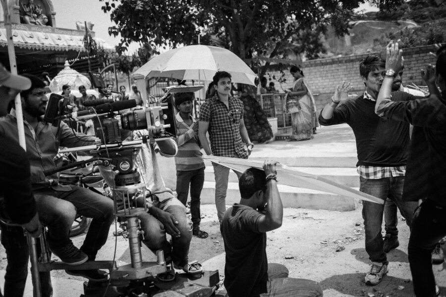 Preetham Alladi (23), shooting for the first scene of his new film, waits for the director’s cue to enter the frame. Hyderabad. July 2015.