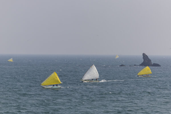 16 November 2022, Pudimadaka, Andhra Pradesh, India- Fishermen return to the landing point on the beach after a hunt.  This photo mission has been supported by Central Institute of Fisheries Technology (ICAR- CIFT), India.