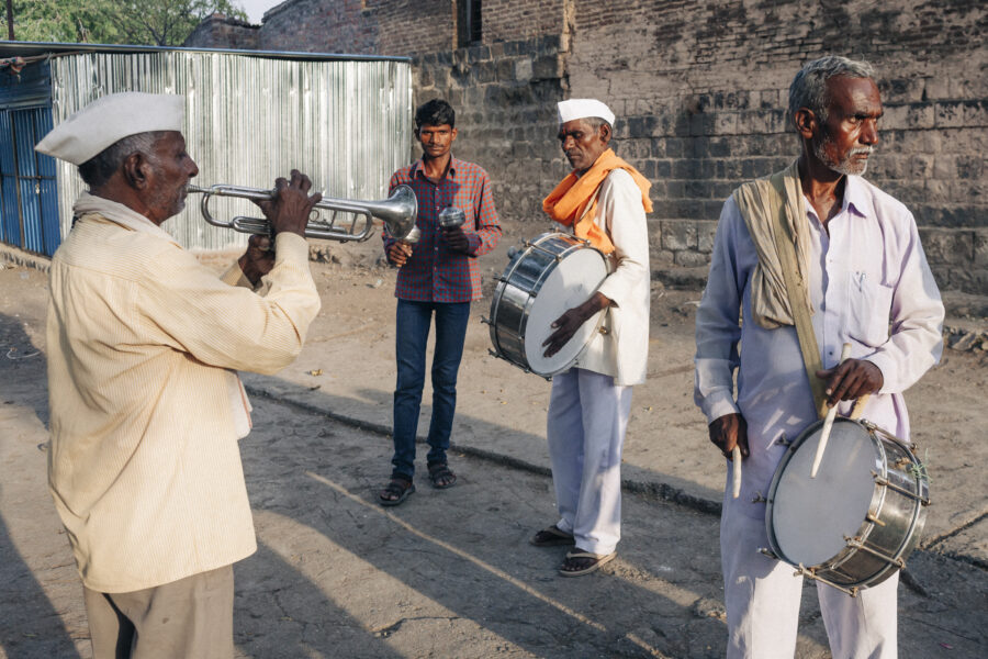 A four-member band plays at a wedding in Manjrath in Beed, Maharashtra. "If not for the drought, the wedding would have been a much lavish affair," said a relative attending the wedding. May 01, 2016.