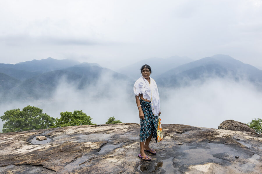 The great funeral shaman of Rajingtal, Lokami, stands on top of the Rujab hill, which is the site of Labo-sim or the Earth Sonum. "Earth spirits symbolize water and the principle or wholeness, reuniting ancestors split apart by diverse experiences of death," wrote the anthropologist Piers Vitebsky.