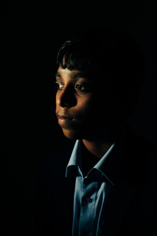 Portrait of Indian chess player Rameshbabu Praggnanandhaa, fifth youngest chess grandmaster, by portrait photographer Harsha Vadlamani for a magazine in Chennai.