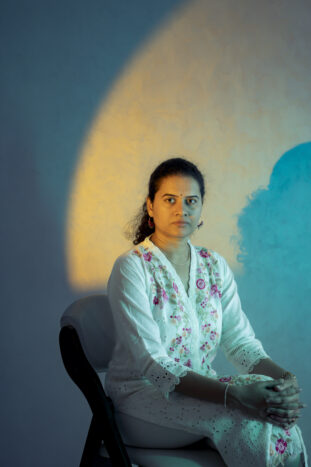 Powerful portrait of Chinmayi Sripada, singer and dubbing artist, in Chennai, India.