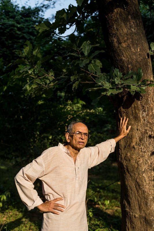 Portrait of Madhav Gadgil, Indian ecologist, academic, writer, columnist and the founder of the Centre for Ecological Sciences, photographed by Indian portrait photographer Harsha Vadlamani in Mnedha-Lekha village in Gadchiroli, Maharashtra, India for Scientific American magazine.