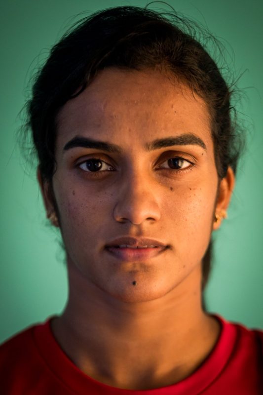 Olympic medal winning badminton player PV Sindhu photographed by Hyderabad-based portrait photographer Harsha Vadlamani for the cover of the Caravan Magazine, India.